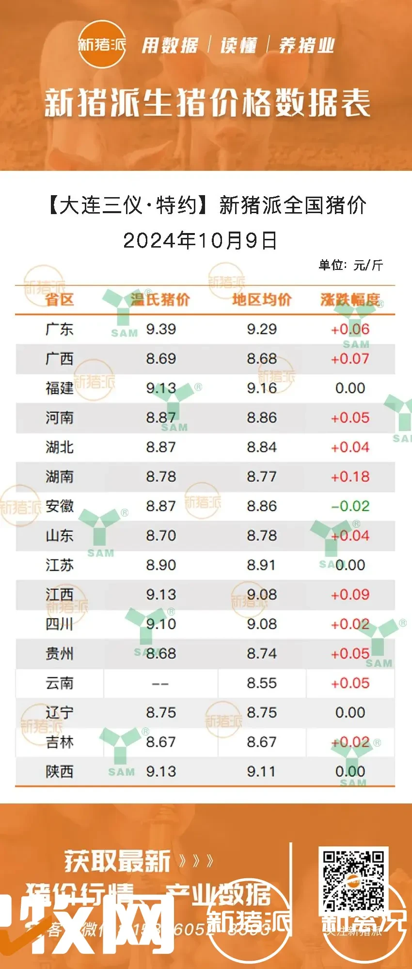 10月9日：行情向好！11省猪价飘红，4省止跌，广东最高9.29元/斤【三仪特约·猪价指数】